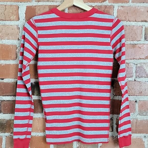 Hanna Andersson striped red and gray organic cotton pajama top Kid 12 - Picture 4 of 8